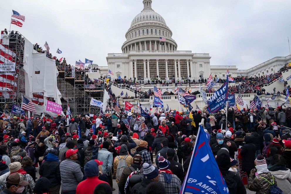 PHOTO: Supporters of President Donald Trump overtake the U.S. Capitol during a protest, Jan. 6, 2021, in Washington.