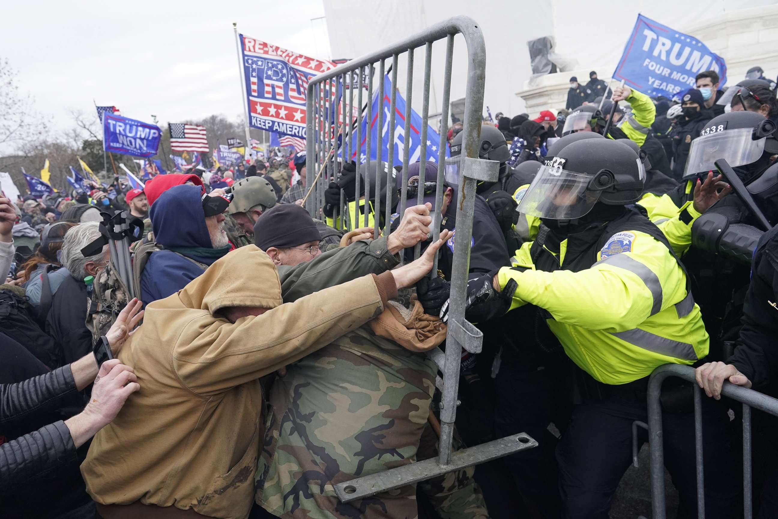 PHOTO: Protesters clash with police outside the U.S. Capitol, Jan. 6, 2021 in Washington.