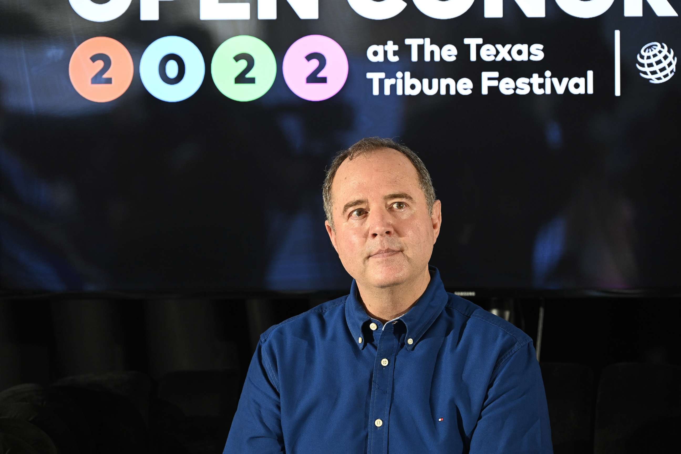 PHOTO: Rep. Adam Schiff answers audience questions about his role in the January 6th Committee and other obligations in the U.S. House at the Saturday morning sessions of the Texas Tribune Festival in Austin, Texsas, Sept. 24, 2022.