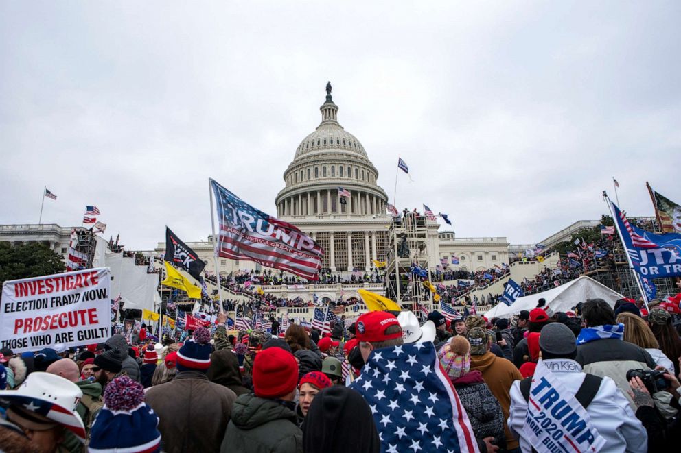 PHOTO: Trump supporters rally at the U.S. Capitol in Washington, Jan. 6, 2021.