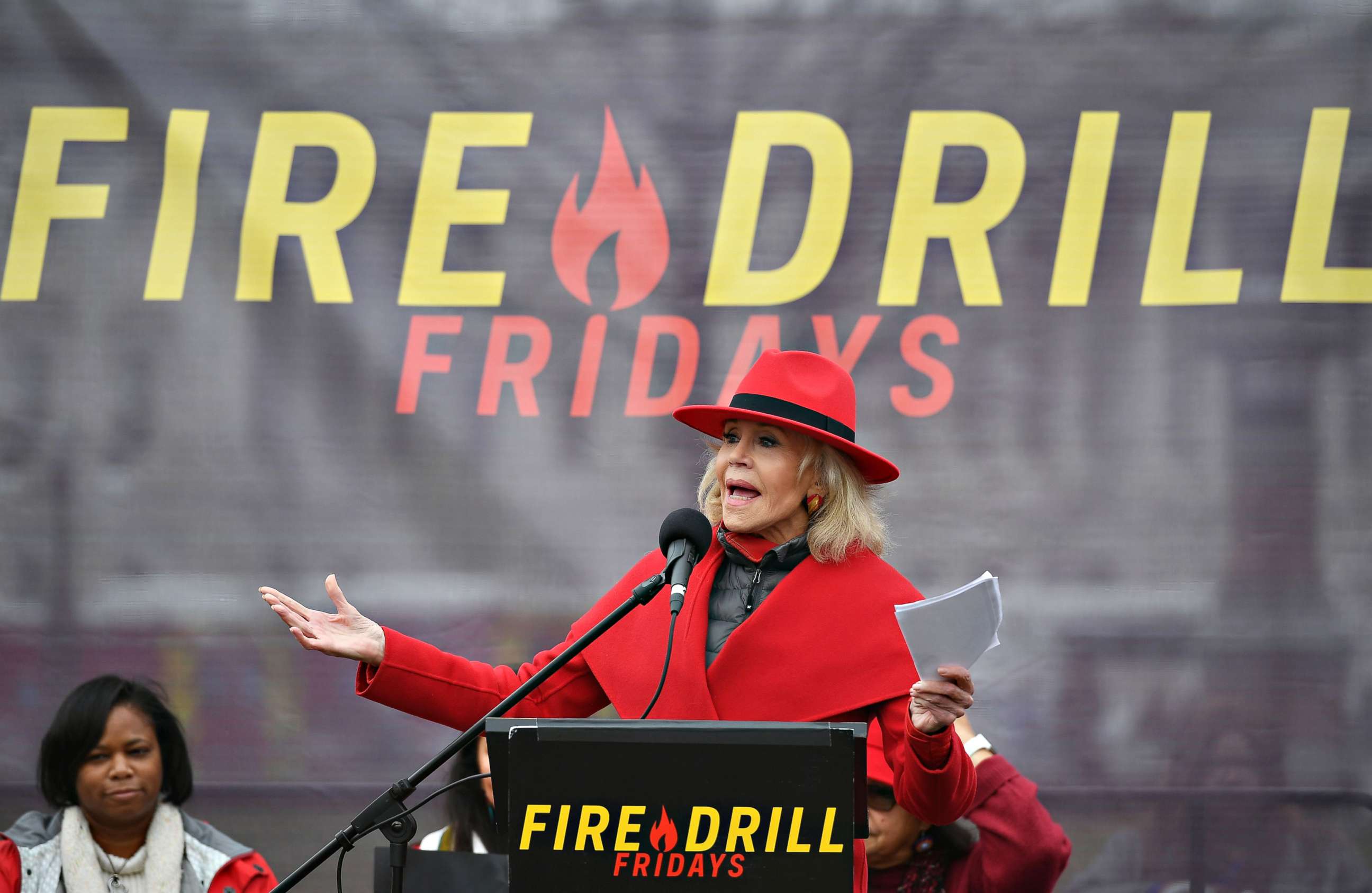PHOTO:Actress Jane Fonda speaks during a climate rally on the grounds of the US Capitol in Washington, DC on Jan. 3, 2020.