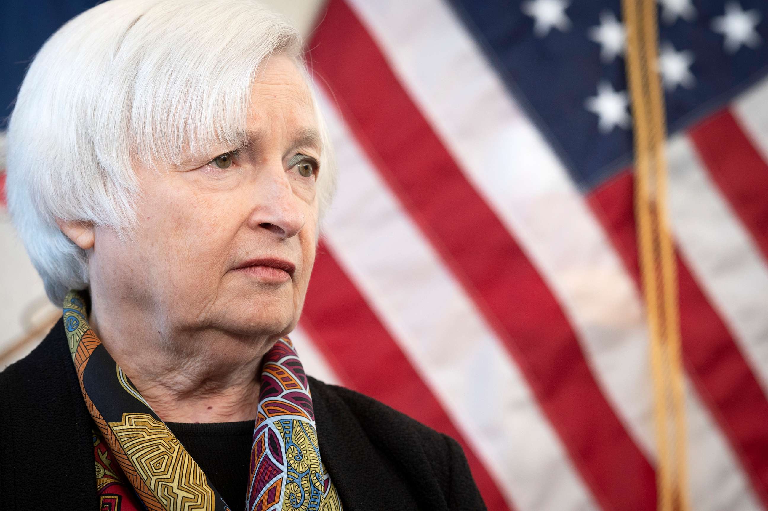 PHOTO: Treasury Secretary Janet Yellen speaks with reporters during a visit to the Virginia Innovation Partnership Corporation incubator at the Center for Innovative Technology campus in Herndon, Va., Oct. 21, 2022.