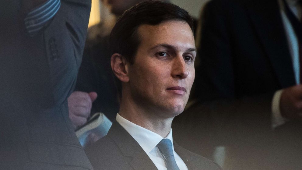 White House senior adviser Jared Kushner listens as President Donald Trump speaks during a meeting with lawmakers about trade policy in the Cabinet Room at the White House in Washington, Feb. 13, 2018.