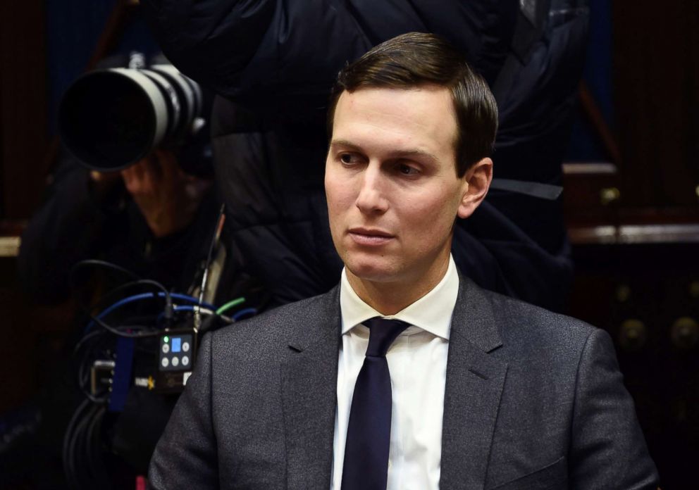 PHOTO: White House advisor Jared Kushner listens as President Donald Trump hosts a roundtable in the Roosevelt Room of the White House, Jan. 25, 2019.