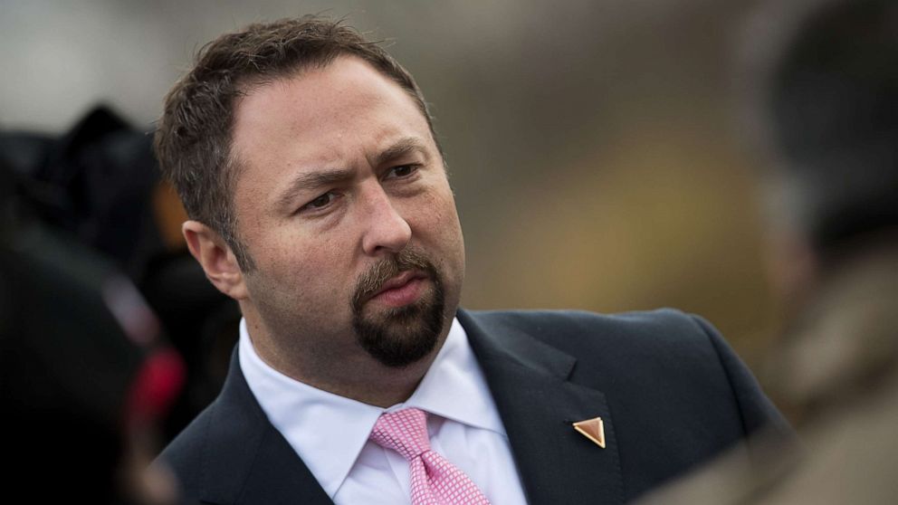 PHOTO: Jason Miller, communications director for the Trump transition team, briefs reporters at Trump International Golf Club, Nov. 20, 2016, in Bedminster Township, N.J.
