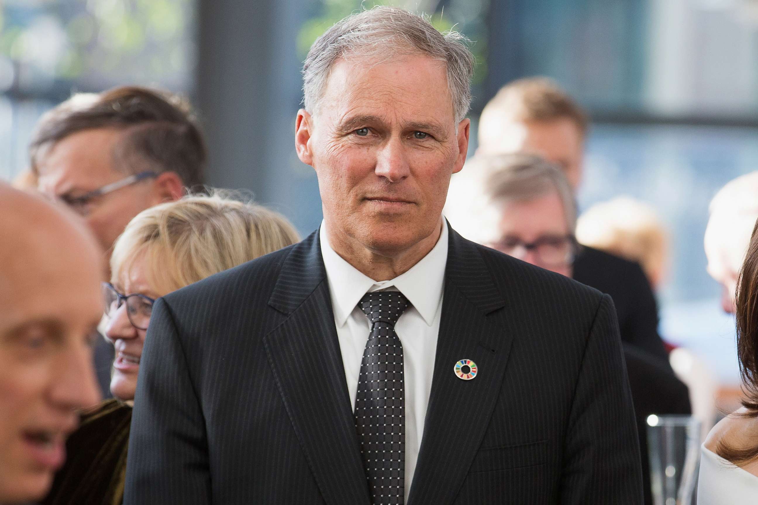 PHOTO: Washington Governor Jay Inslee chairs the Democratic Governors Association. Gov. Inslee attends a reception May 4, 2018 in Seattle, Washington. 