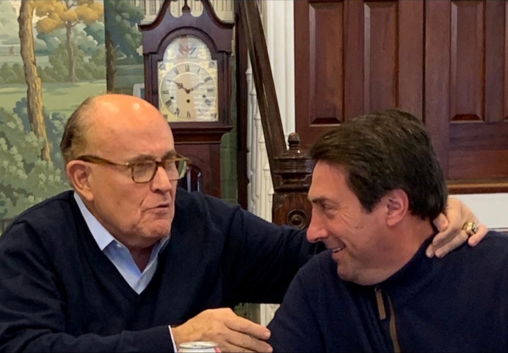 PHOTO: President Donald Trump's lead attorneys Jay Sekulow and Rudy Giuliani react after Attorney General William Barr sent lawmakers a summary of the key findings in Special Counsel Robert Mueller's investigation, in Washington, March 24, 2019.
