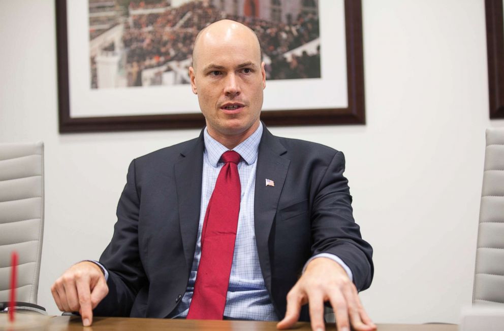 PHOTO: J.D. Scholten is interviewed by CQ Roll Call at their D.C. office, July 27, 2018. 