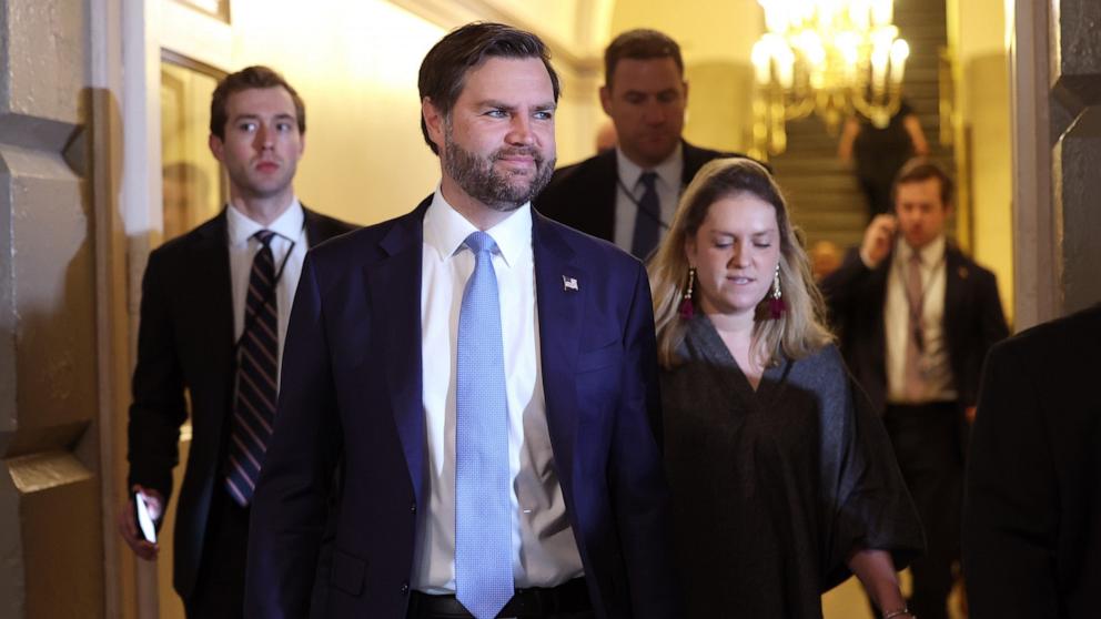 PHOTO: Vice President JD Vance arrives for a House Republican Conference meeting at the U.S. Capitol on March 11, 2025, in Washington, DC.