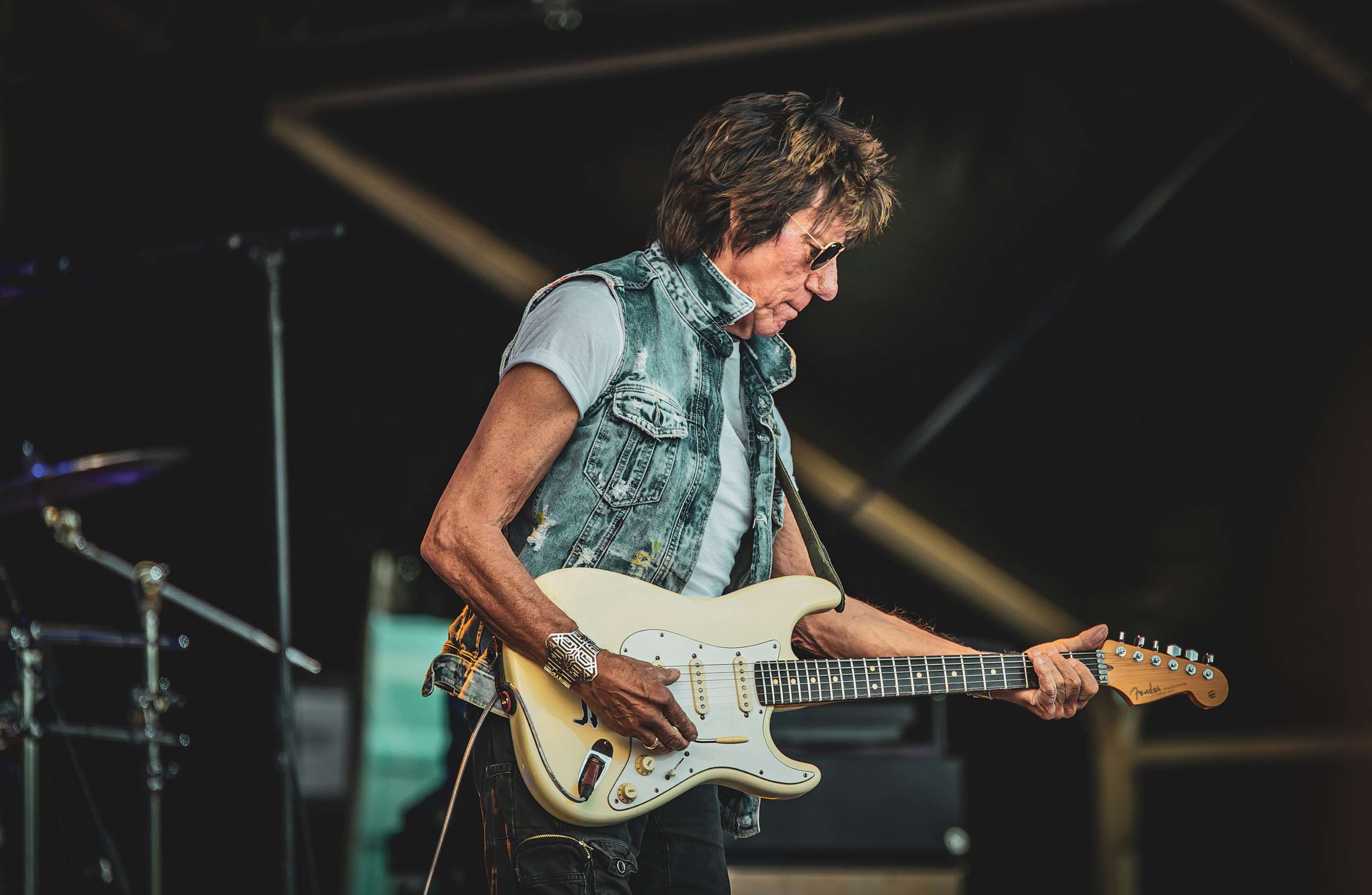 PHOTO: In this June 19, 2022, file photo, Jeff Beck performs during the Helsinki Blues Festival in Helsinki, Finland.