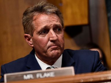 PHOTO: Senate Judiciary Committee member Republican Jeff Flake speaks during a hearing on Capitol Hill in Washington on Sept. 28, 2018, on the nomination of Brett Kavanaugh to be an associate justice of the Supreme Court of the United States.
