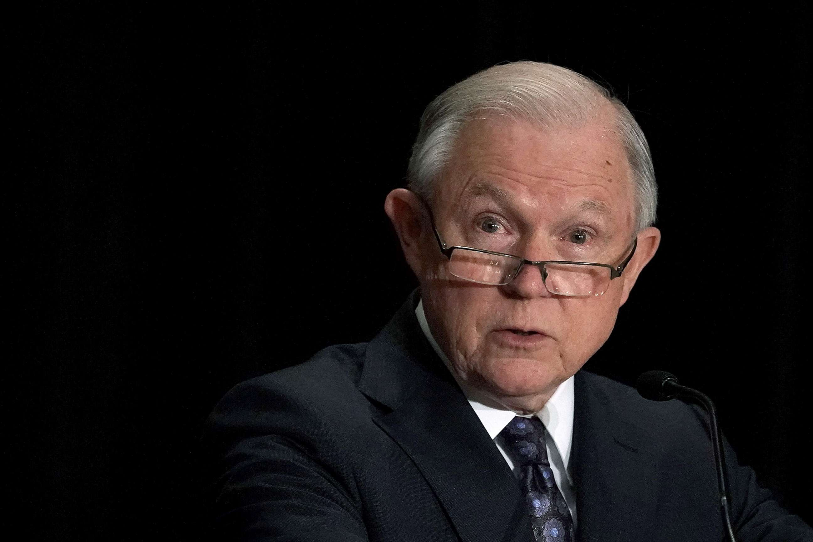 PHOTO: Jeff Sessions delivers remarks at the Justice Department's Executive Officer for Immigration Review (EOIR) Annual Legal Training Program, June 11, 2018, at the Sheraton Tysons Hotel in Tysons, Virginia.