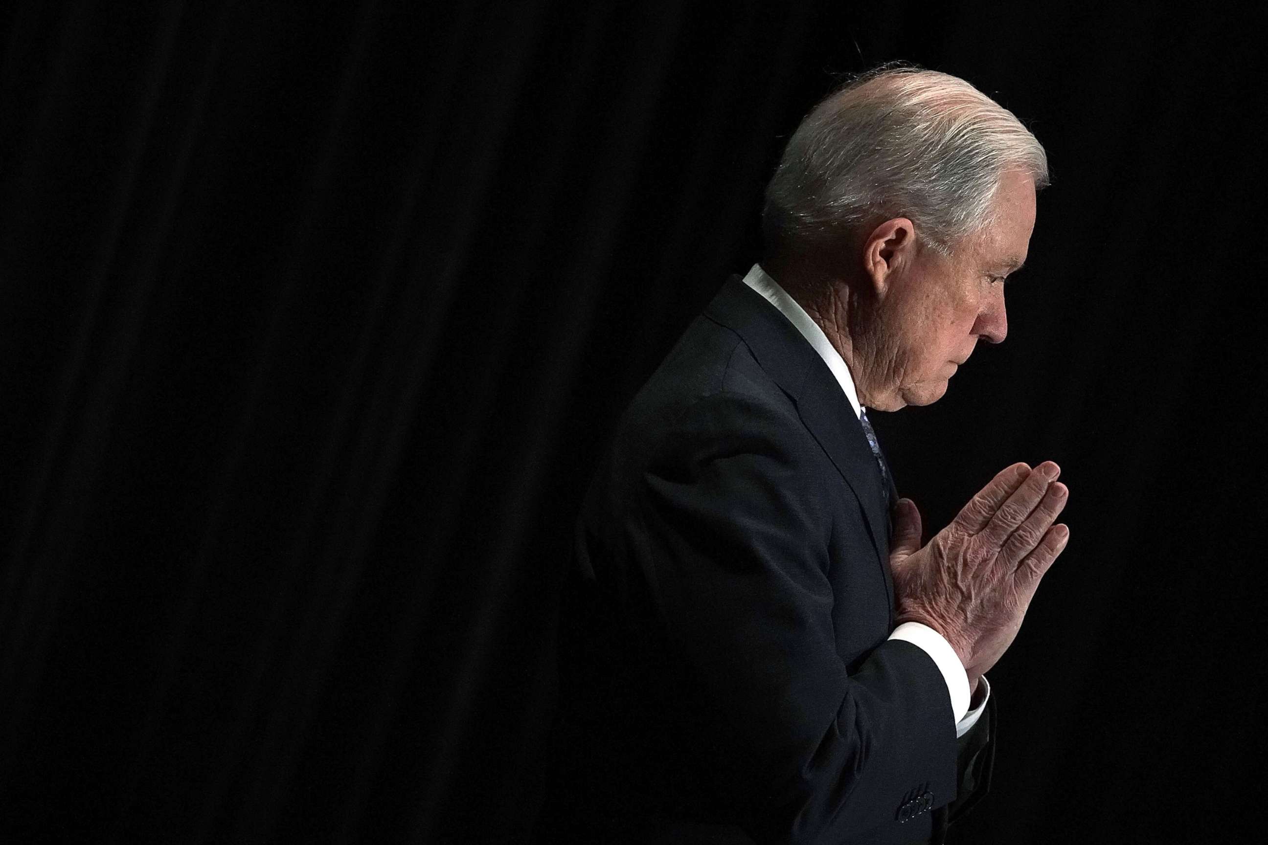 PHOTO: Attorney General Jeff Sessions is introduced during the Justice Department's Executive Officer for Immigration Review (EOIR) Annual Legal Training Program June 11, 2018 in Tysons, Va.