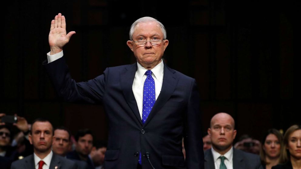Attorney General Jeff Sessions is sworn in before the Senate Judiciary Committee on Capitol Hill in Washington, Oct. 18, 2017.