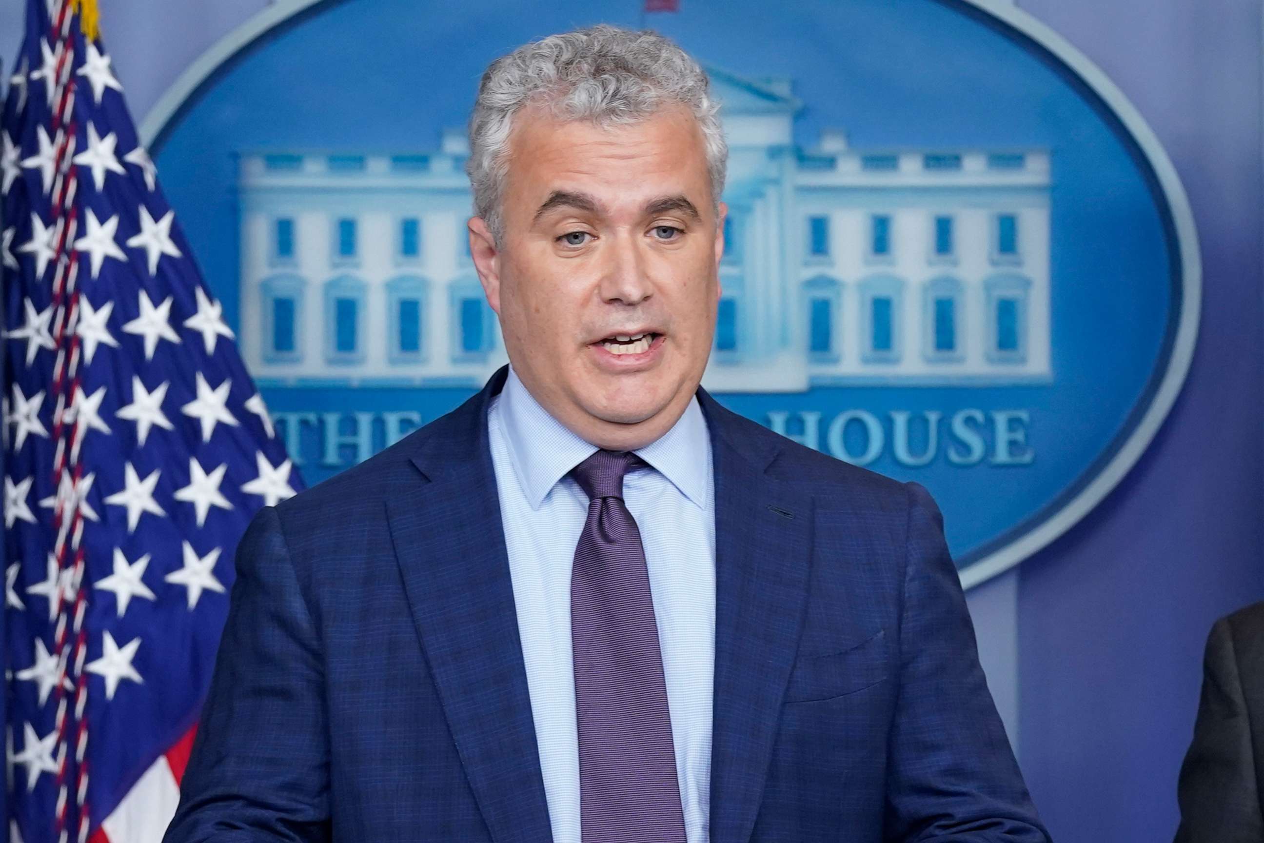 PHOTO: White House COVID-19 Response Coordinator Jeff Zients speaks during a press briefing at the White House, April 13, 2021, in Washington.