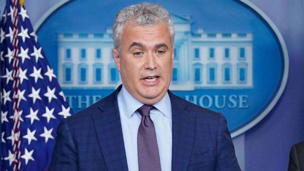 PHOTO: White House COVID-19 Response Coordinator Jeff Zients speaks during a press briefing at the White House, April 13, 2021, in Washington.