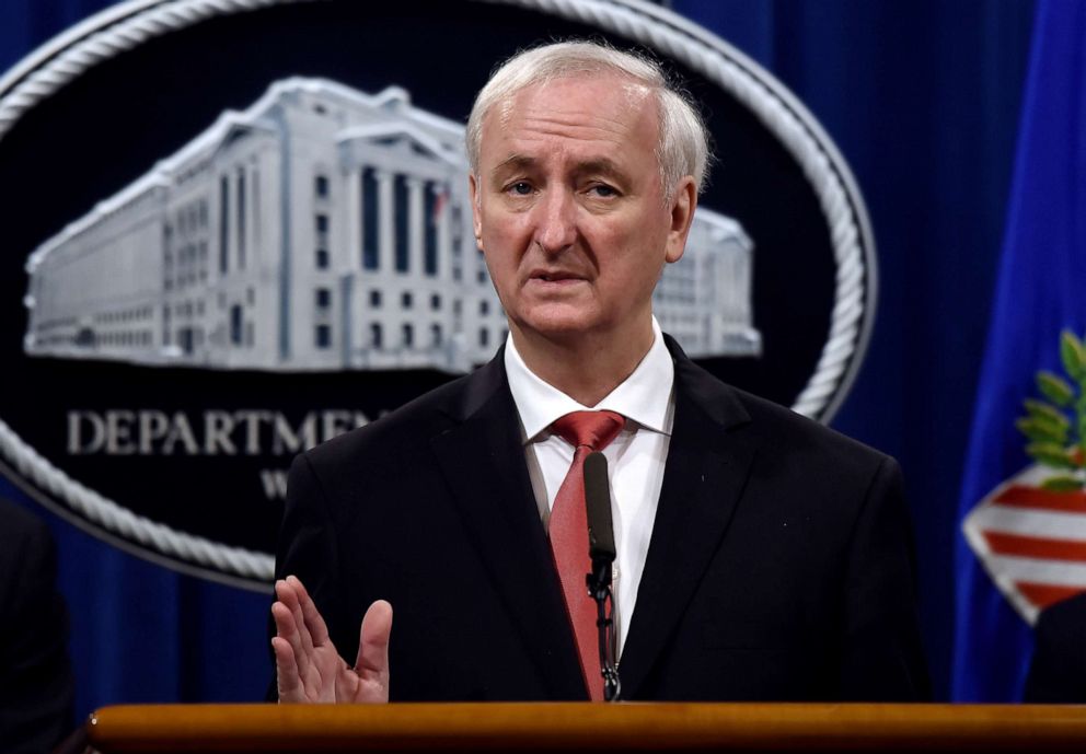 PHOTO: In this Sept. 22, 2020, file photo, Deputy Attorney General Jeffrey A. Rosen speaks during a news conference at the Department of Justice in Washington, D.C.