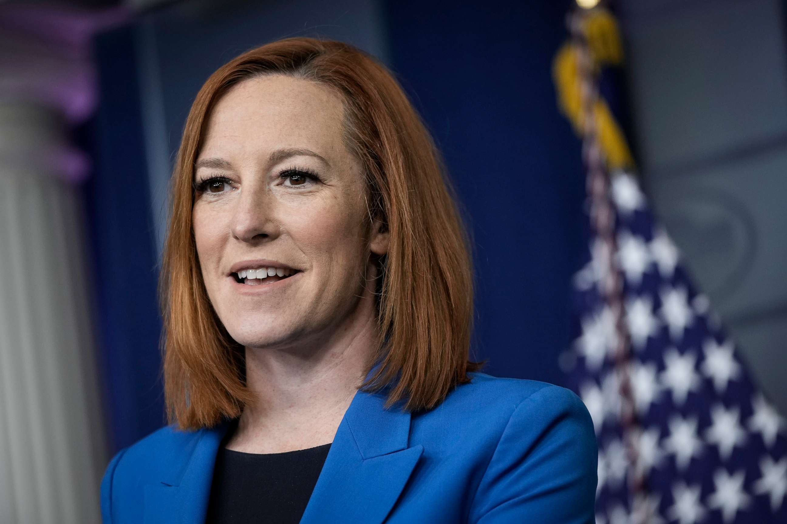 PHOTO: White House Press Secretary Jen Psaki speaks during the daily press briefing at the White House on April 26, 2021, in Washington, D.C.