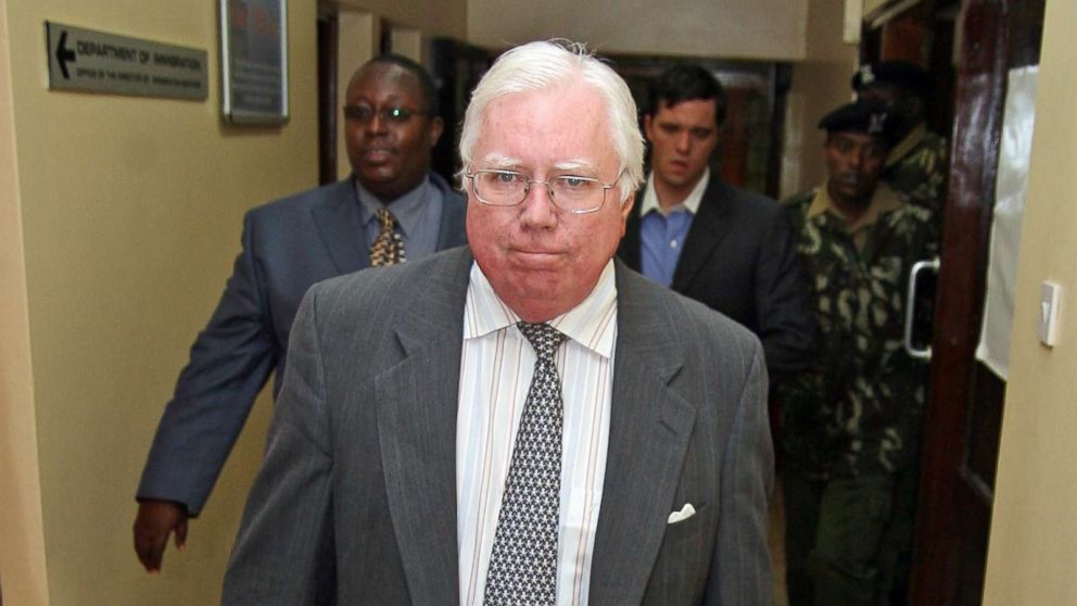 Jerome Corsi arrives at the immigration department in Nairobi, Kenya, Oct. 7, 2008.