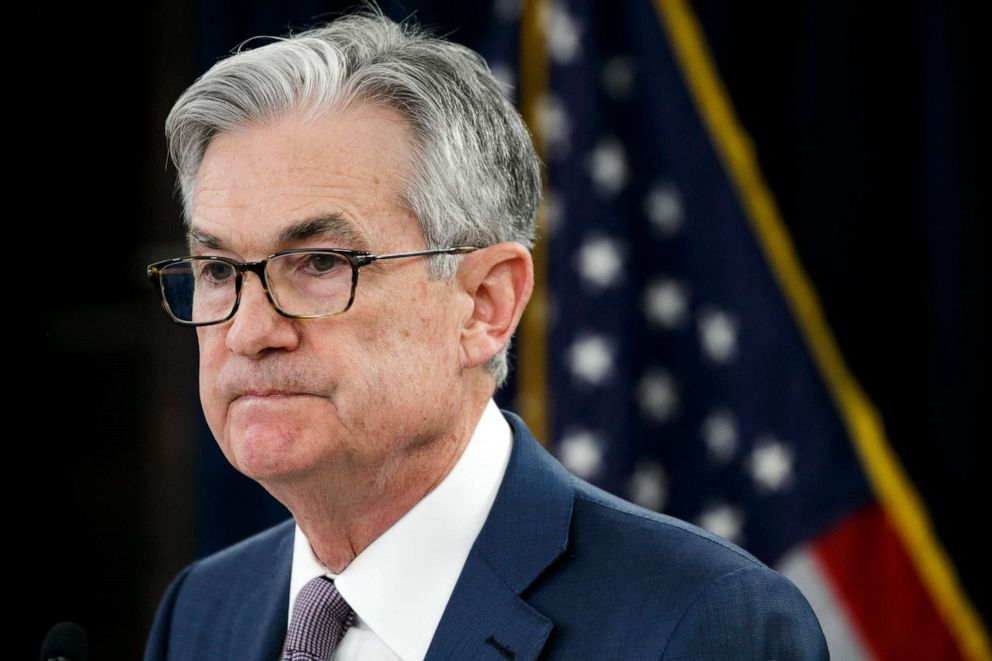 PHOTO: Federal Reserve Chair Jerome Powell pauses during a news conference to discuss an announcement from the Federal Open Market Committee, in Washington, March 3, 2020.