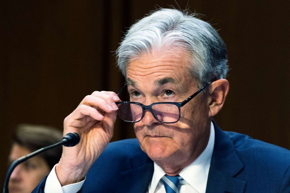 PHOTO: Federal Reserve Chairman Jerome Powell speaks to the Senate Banking, Housing and Urban Affairs Committee, as he presents the Monetary Policy Report to the committee on Capitol Hill, on June 22, 2022, in Washington.