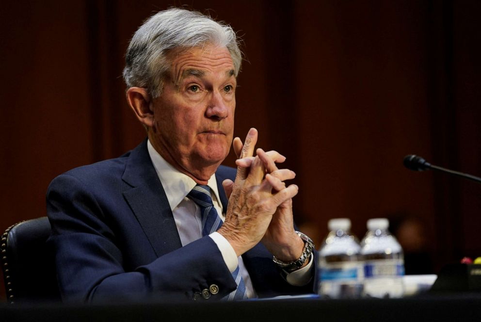 PHOTO: Federal Reserve Chair Jerome Powell reacts as he testifies before a Senate Banking, Housing, and Urban Affairs Committee hearing on Capitol Hill in Washington, D.C., June 22, 2022.