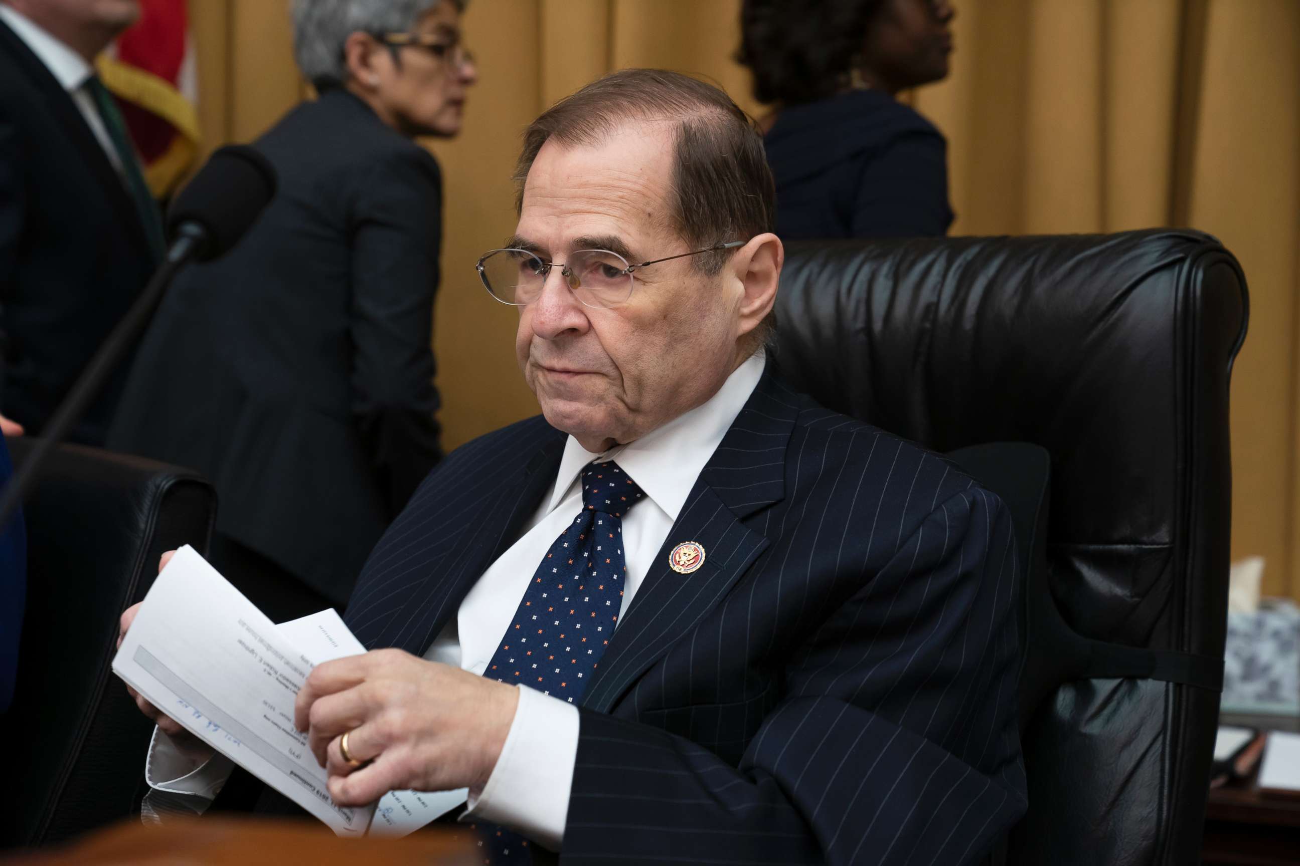 PHOTO: House Judiciary Committee Chairman Jerrold Nadler works on a bill to tackle domestic abuse on Capitol Hill in Washington, March 13, 2019.