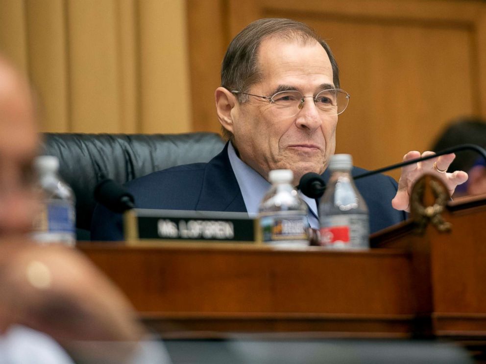 PHOTO: Rep. Jerry Nadler, Chairman of the House Judiciary Committee, speaks during a hearing with acting Attorney General Matt Whitaker on Capitol Hill in Washington, DC, Feb. 8, 2019.