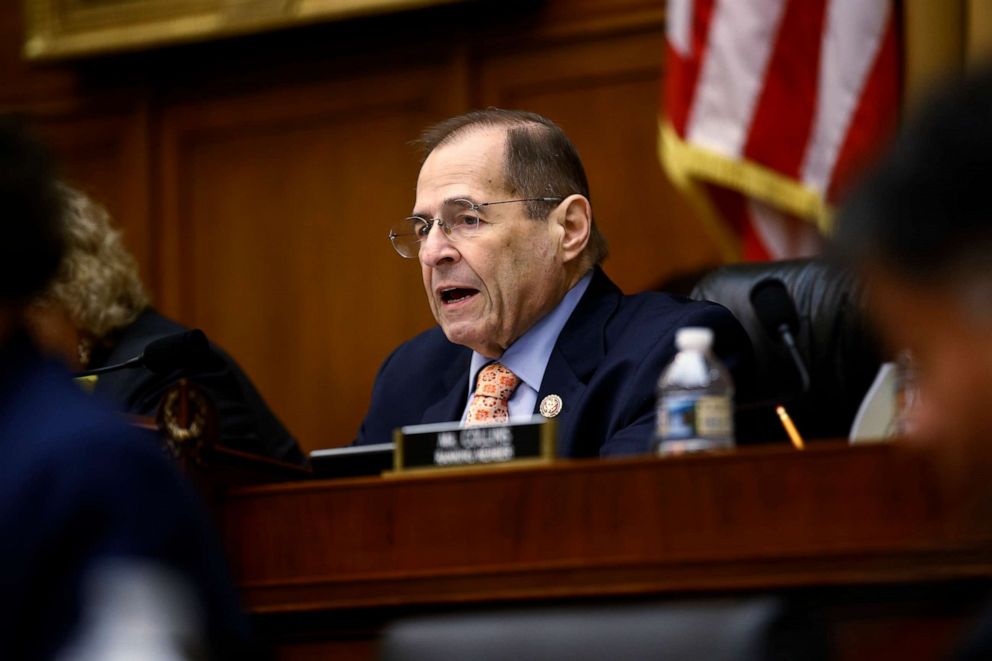PHOTO: House Judiciary Committee Chairman Jerrold Nadler speaks during a hearing without former White House Counsel Don McGahn, who was a key figure in special counsel Robert Mueller's investigation, on Capitol Hill in Washington, May 21, 2019.