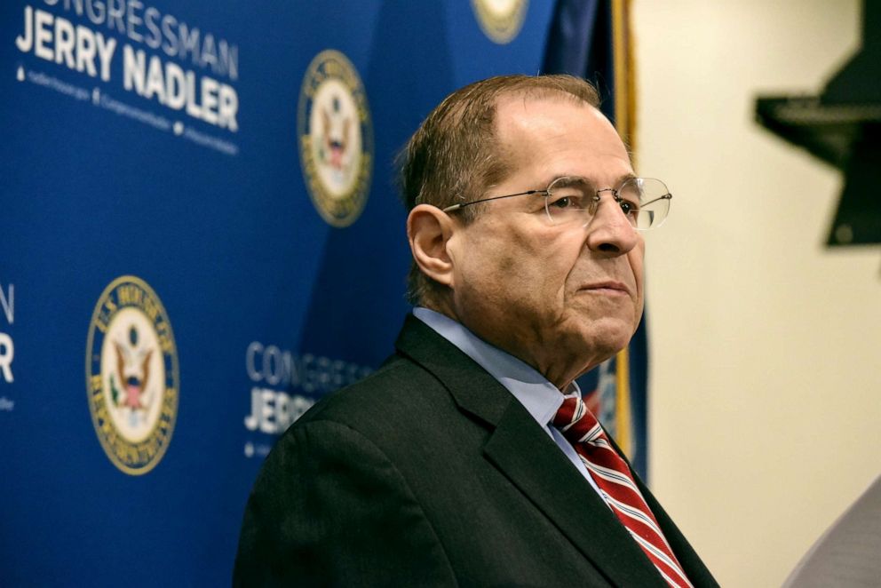 PHOTO: Rep. Jerry Nadler speaks to members of the press, May 29, 2019, in New York City. 