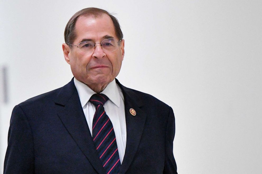 PHOTO: In this file photo taken on March 25, 2019, U.S. House Judiciary Committee Chairman Jerry Nadler walks to his office at the U.S. Capitol in Washington, D.C.