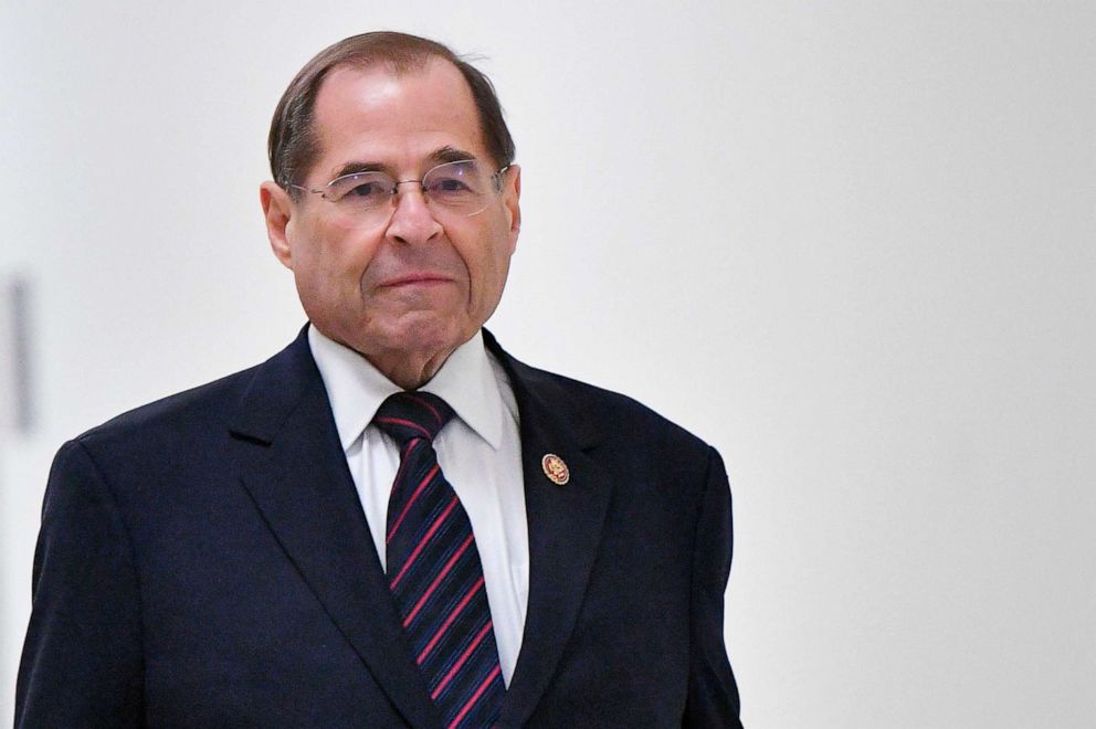 On this archival photo taken on March 25, 2019, Jerry Nadler, chair of the US House Judiciary Committee, goes to his office located on the US Capitol in Washington, DC.