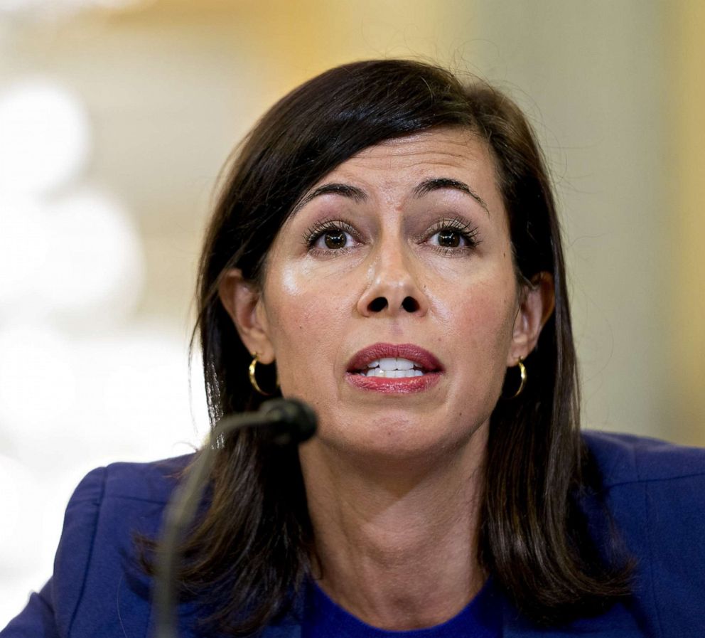 PHOTO: Jessica Rosenworcel, commissioner at the Federal Communications Commission (FCC), speaks during a Senate Commerce Committee hearing in Washington, D.C., Aug. 16, 2018.