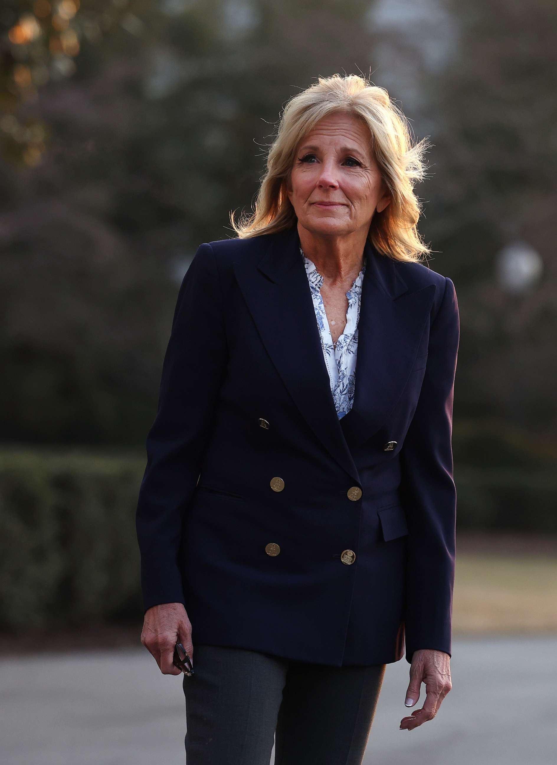 PHOTO: First lady Jill Biden departs the White House on Jan. 11, 2023 in Washington, D.C.