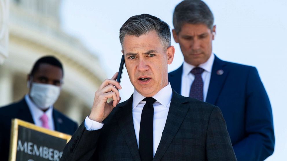 PHOTO: Rep. Jim Banks leaves the U.S. Capitol after the House passed the Extending Government Funding and Delivering Emergency Assistance Act to avoid a government shutdown, Sept. 30, 2021.