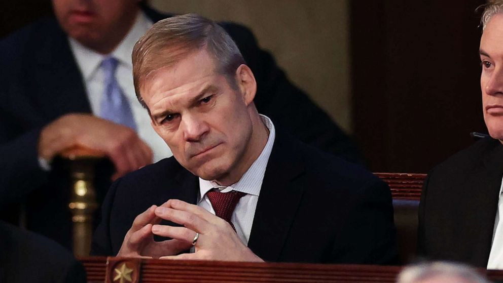 PHOTO: US Rep.-elect Jim Jordan listens to voting in the House Chamber during the fourth day of elections for Speaker of the House at the US Capitol Building, Jan. 06, 2023 in Washington, DC.