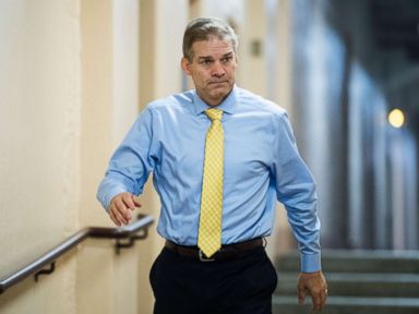 PHOTO: Rep. Jim Jordan arrives for the House Republicans caucus meeting in the Capitol on immigration reforms, June 7, 2018.