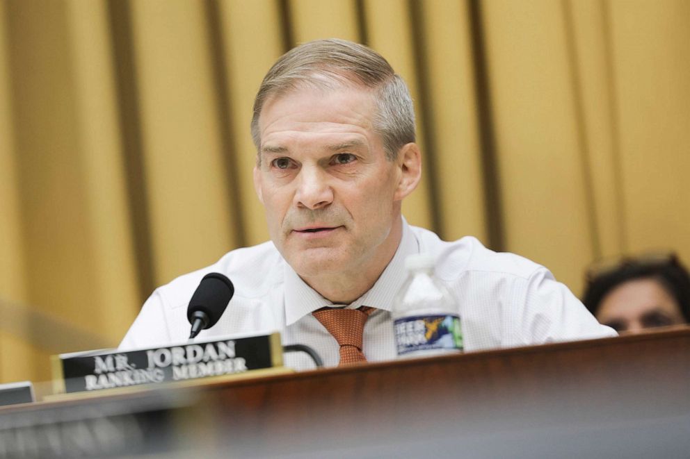 PHOTO: Jim Jordan speaks at a House Judiciary Committee hearing at the Rayburn House Office Building on April 28, 2022, in Washington, D.C.