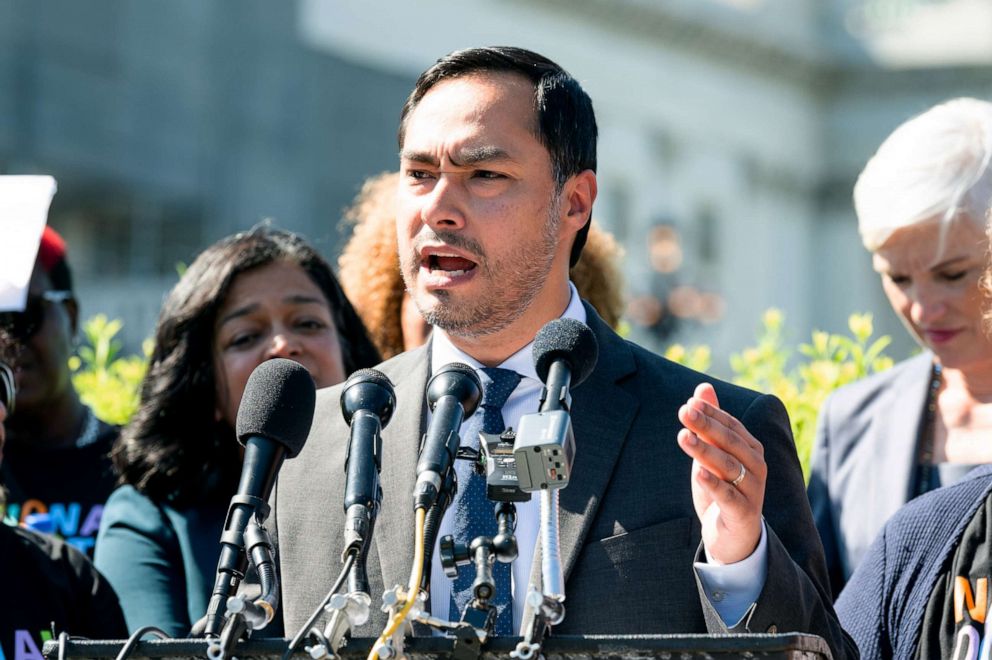 PHOTO: Rep. Joaquin Castro speaks about the National Domestic Workers Bill of Rights at the Capitol in Washington, DC., July 15, 2019.