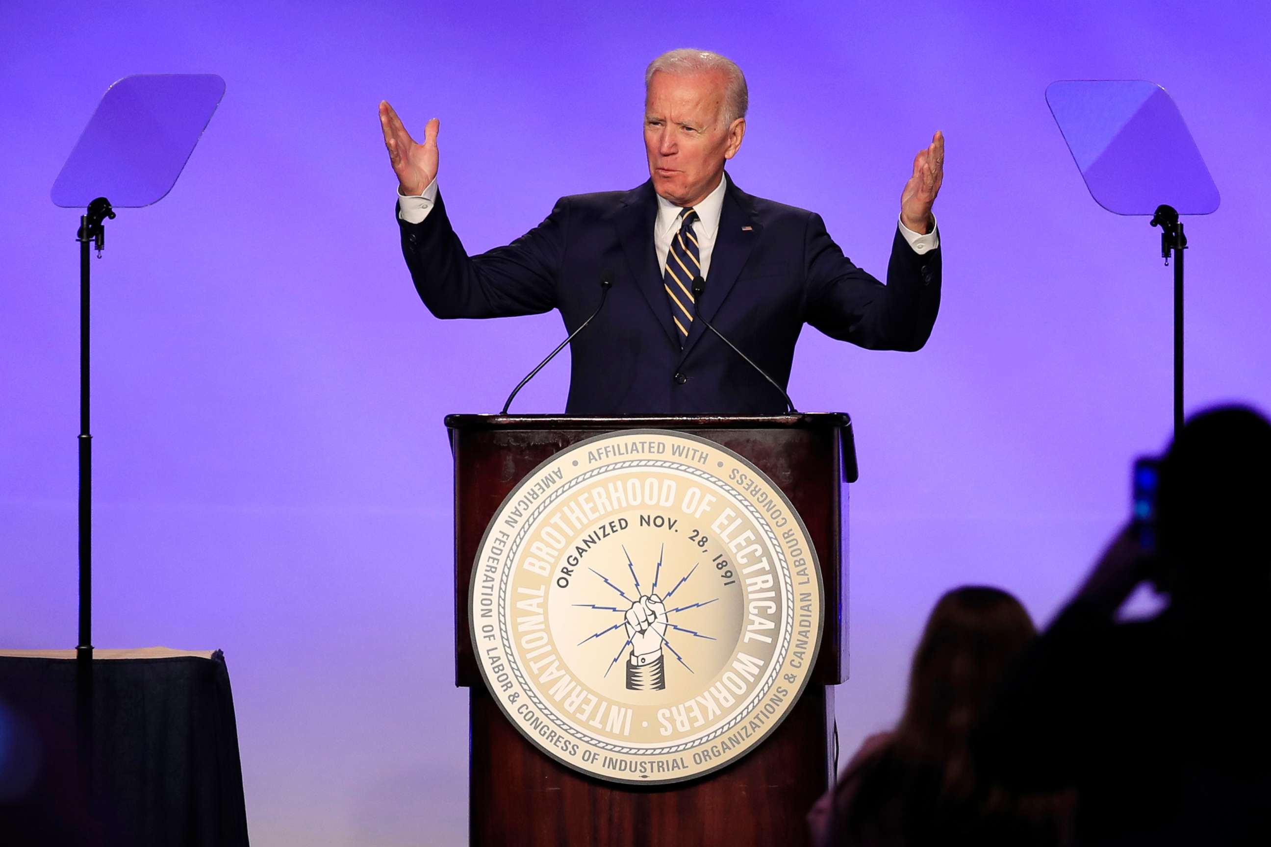PHOTO: Former Vice President Joe Biden speaks at the IBEW Construction and Maintenance Conference in Washington, April 5, 2019.