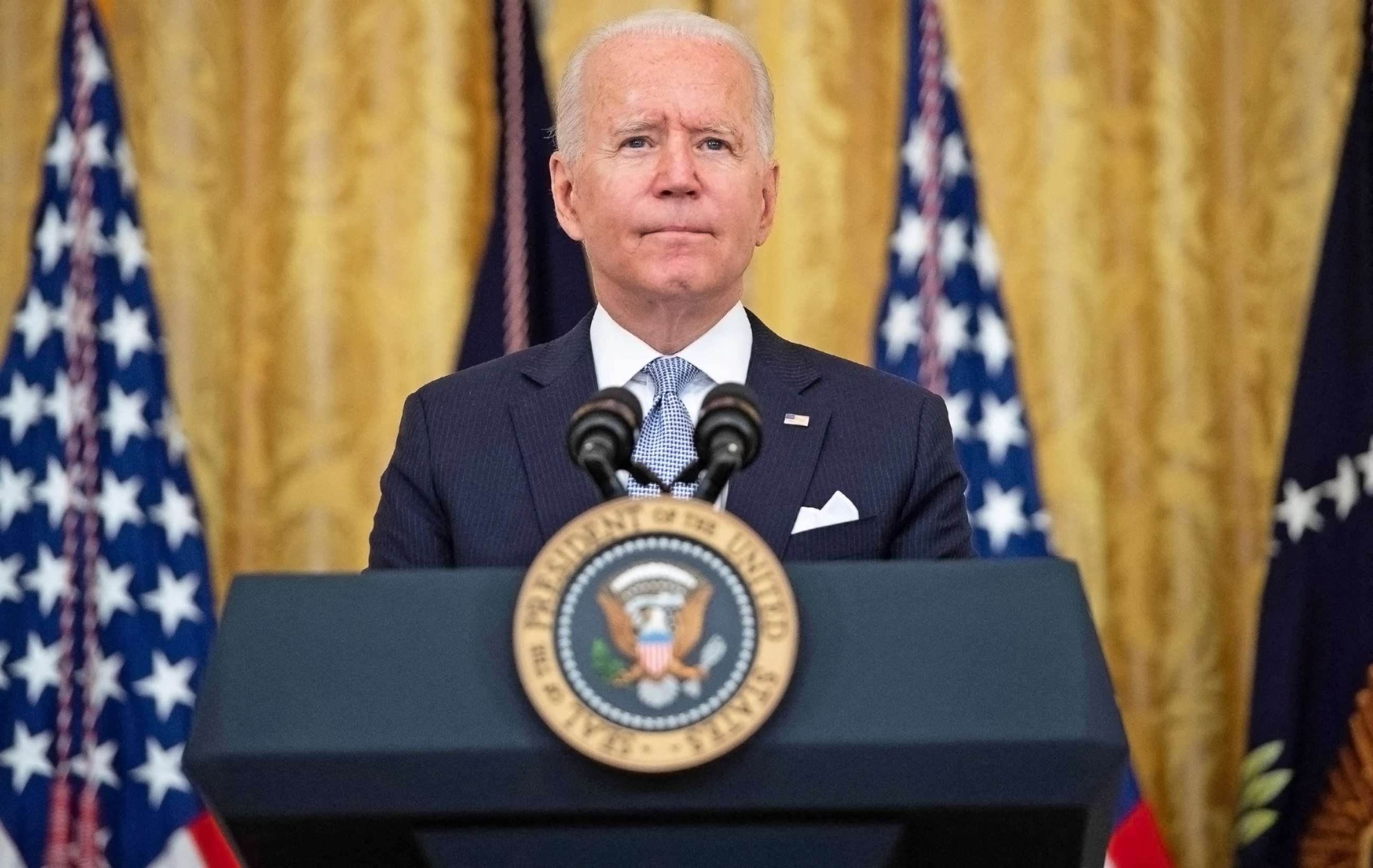 PHOTO: President Joe Biden speaks about COVID-19 vaccinations, in the East Room of the White House in Washington, D.C, July 29, 2021.