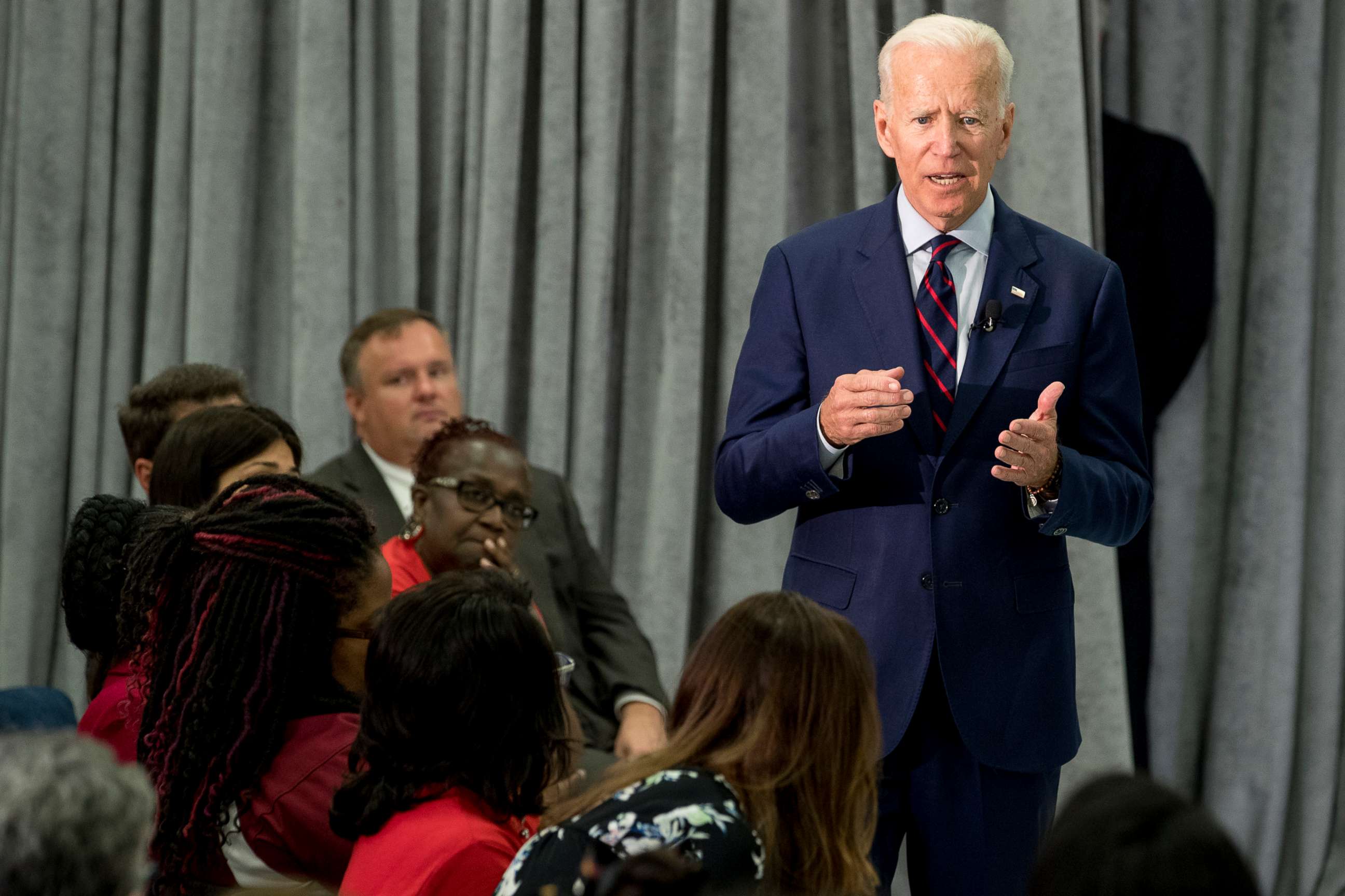 PHOTO: Former Vice President Joe Biden, a 2020 Democratic presidential hopeful, speaks during a town all meeting with a group of educators from the American Federation of Teachers, May 28, 2019, in Houston. 