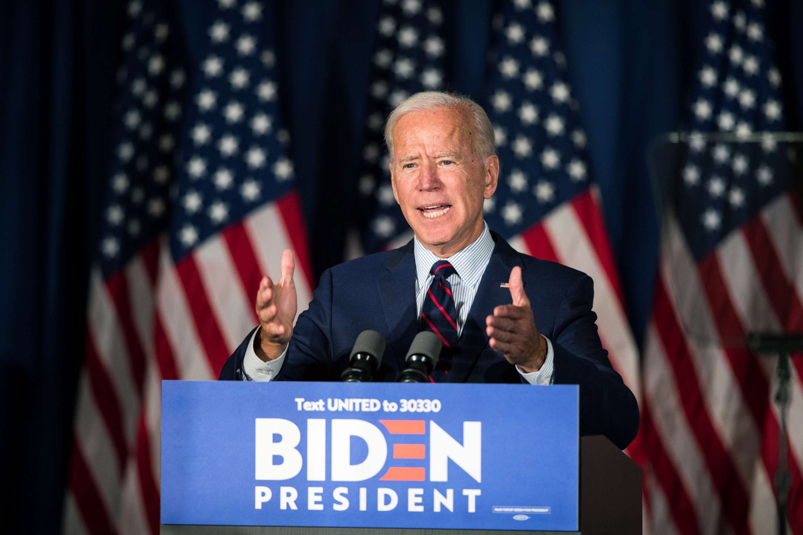 PHOTO: Democratic presidential candidate, former Vice President Joe Biden speaks during a campaign event, Oct. 9, 2019, in Rochester, New Hampshire.