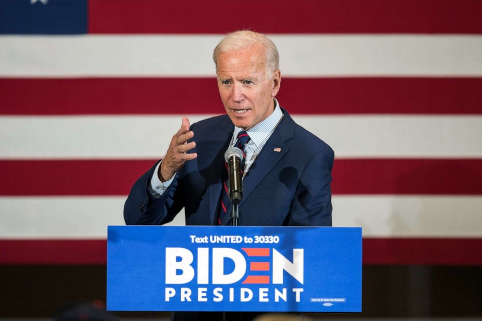 PHOTO: Democratic presidential candidate, former Vice President Joe Biden speaks during a campaign event, Oct. 9, 2019, in Manchester, New Hampshire.