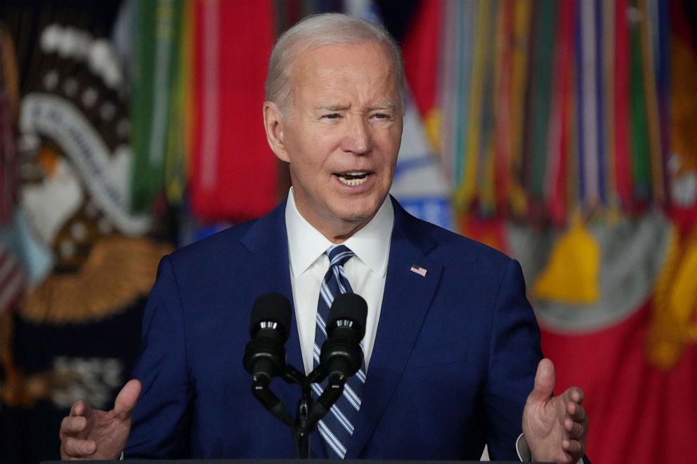 PHOTO: President Joe Biden speaks at the George E. Wahlen Department of Veterans Affairs Medical Center, Aug. 10, 2023, in Salt Lake City.