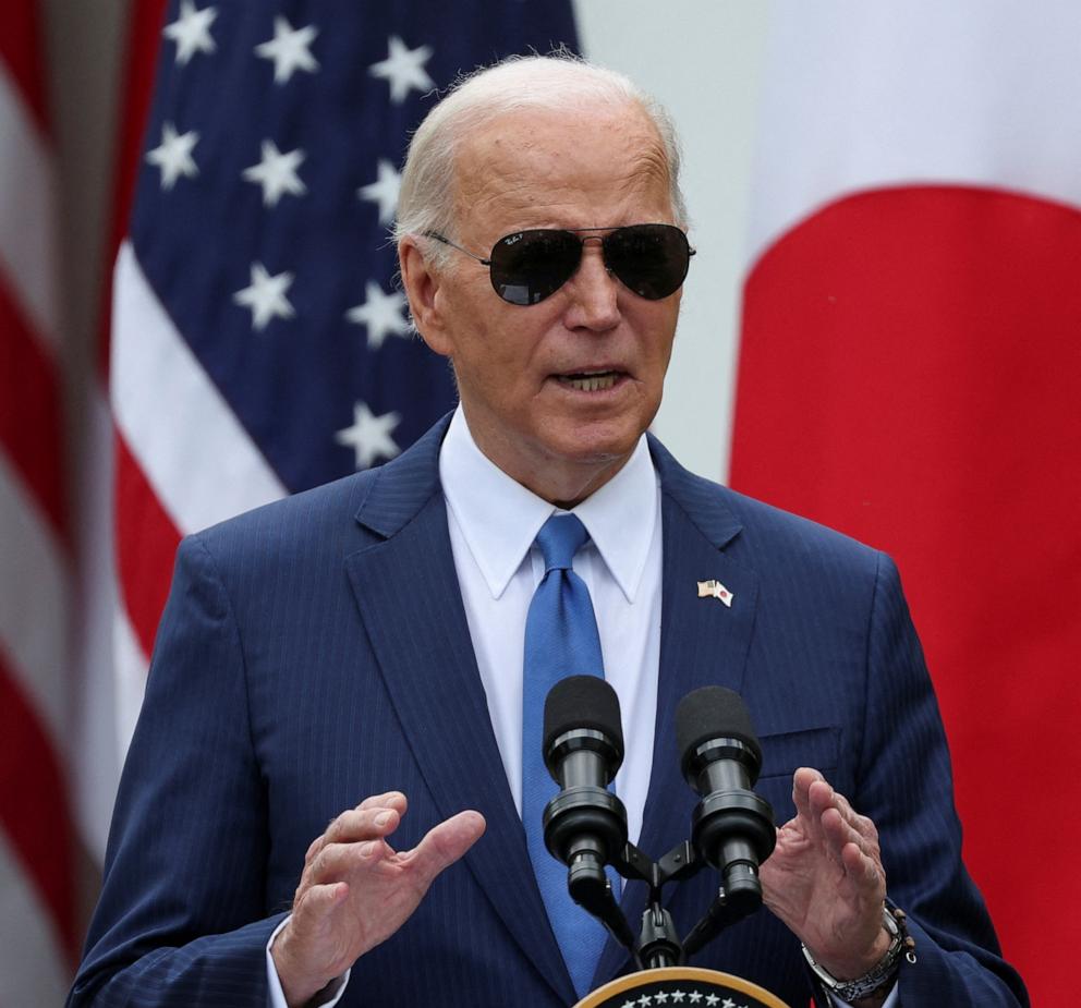 PHOTO: President Joe Biden holds a joint press conference with Japanese Prime Minister Fumio Kishida in the Rose Garden at the White House in Washington, Apr. 10, 2024.