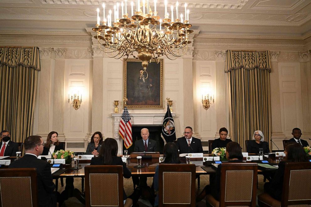 PHOTO: President Joe Biden and Vice President Kamala Harris chair the second meeting of the Task Force on Reproductive Healthcare Access, at the White House, Oct. 4, 2022, in Washington.