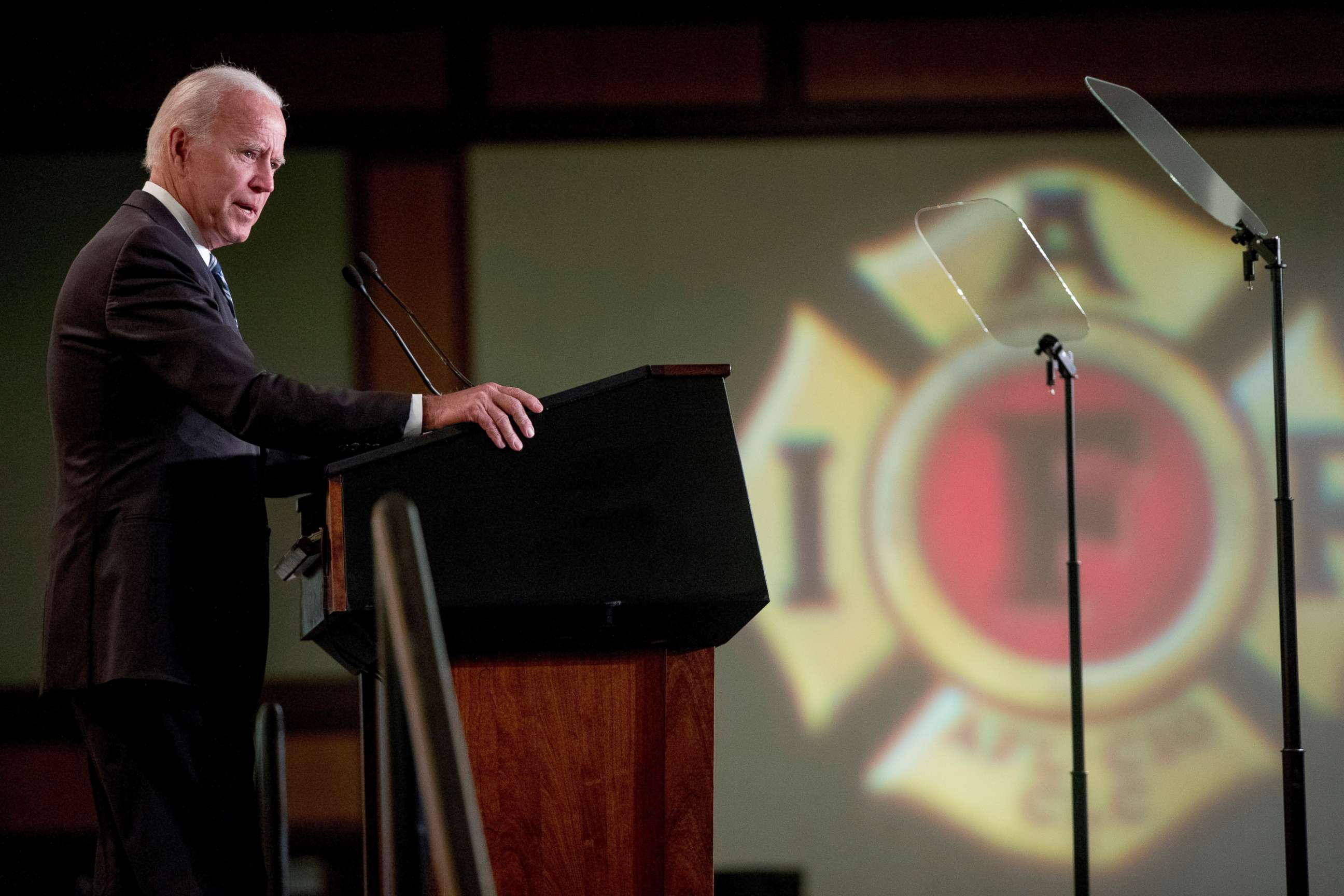 PHOTO: Former Vice President Joe Biden speaks at the International Association of Firefighters at the Hyatt Regency on Capitol Hill in Washington, March 12, 2019.