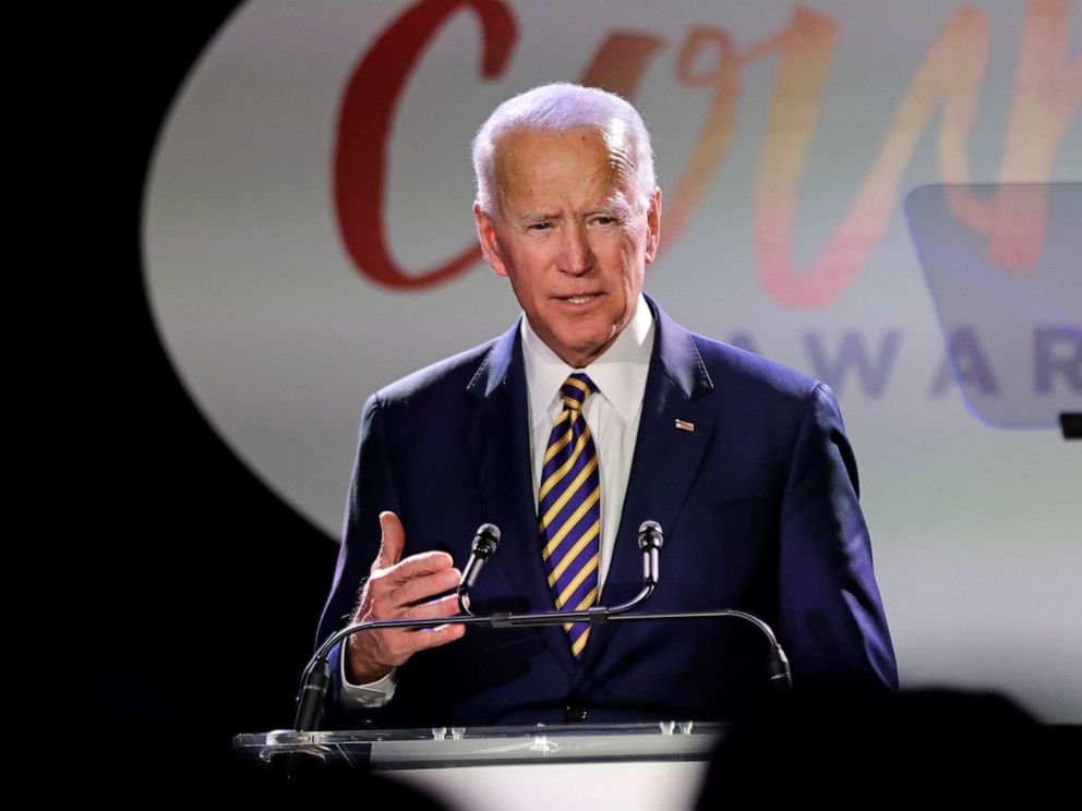 PHOTO: Former Vice President Joe Biden speaks at the Biden Courage awards, March 26, 2019, in New York.