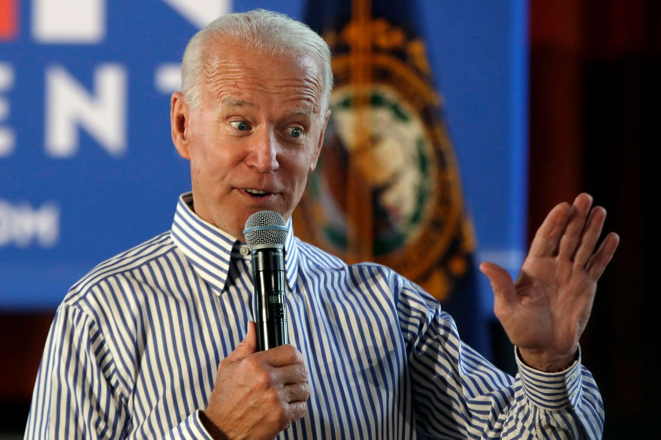 PHOTO: Former vice president and Democratic presidential candidate Joe Biden speaks during a campaign event in Berlin, N.H., June 4, 2019.